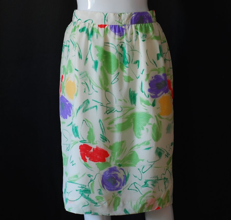 Louis Feraud Abstract Floral Silk Skirt - Germany