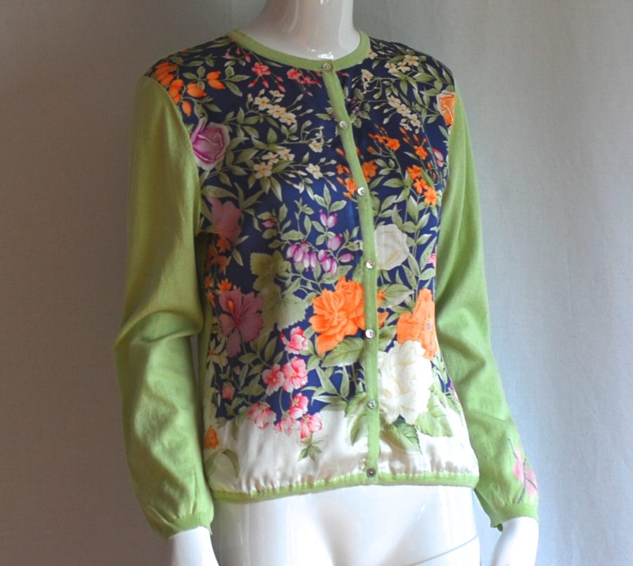 Balla Valentina light summer cardigan with silk floral print, made in Italy
