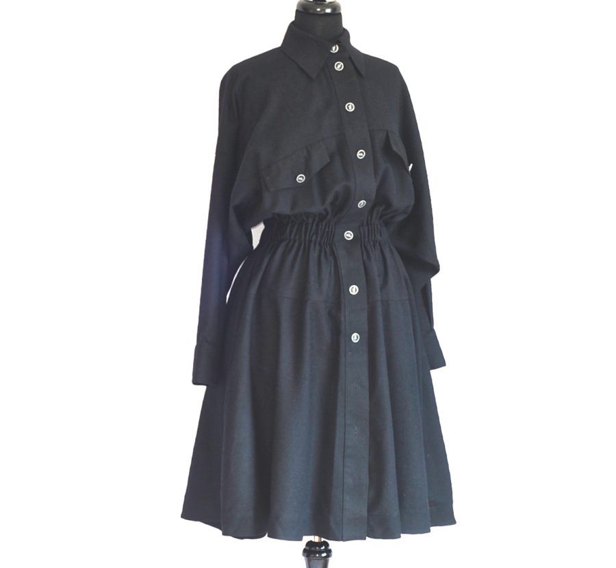 Karl Lagerfeld black wool coat dress, made in Germany