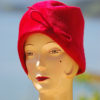 Splendid 1960's Red Brimless Sealskin Hat, made in Northern Ireland