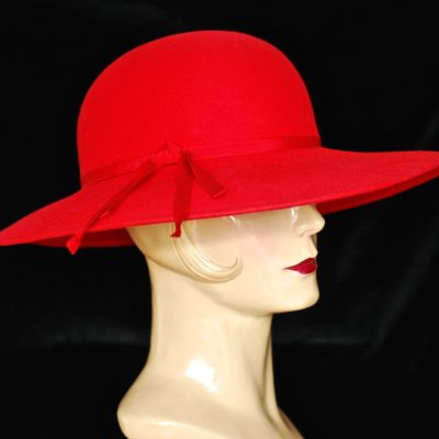 Georgette 1960's Wide Brimmed Red Felt Hat