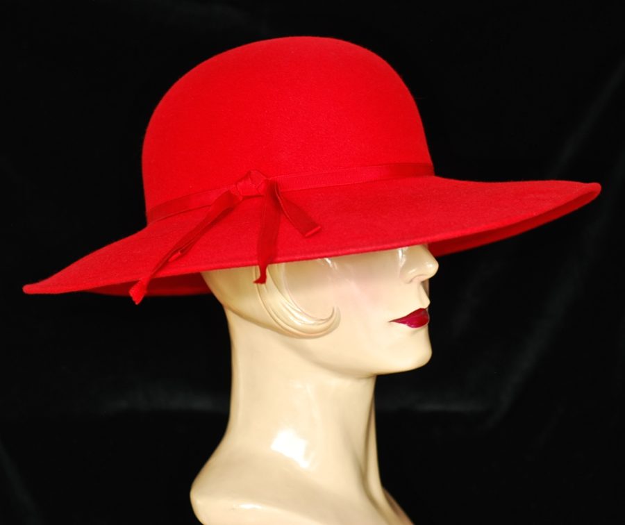 Georgette 1960's Wide Brimmed Red Felt Hat