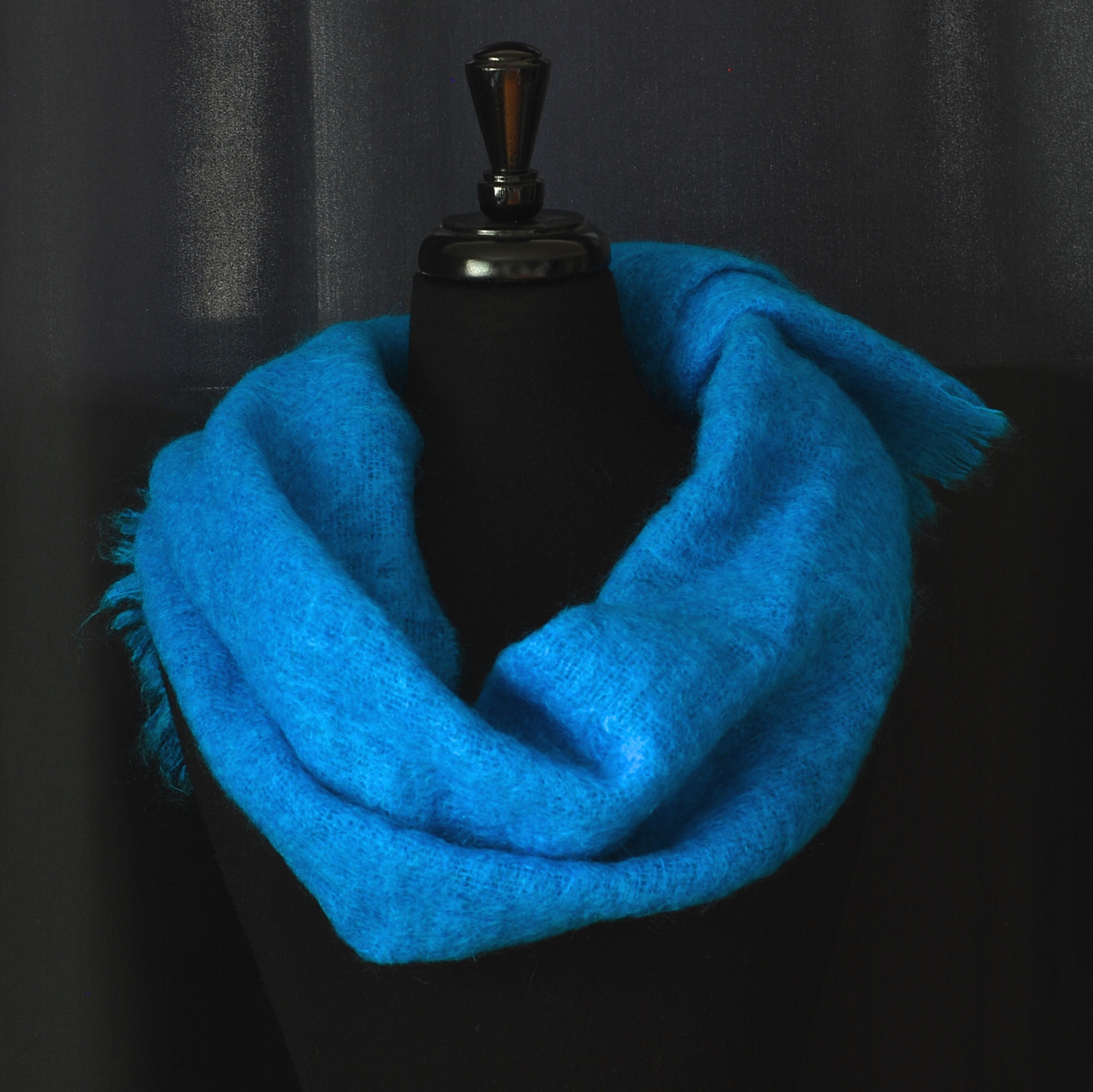 Deep Azure Blue Large Wool Wrap With Fringed Ends | QUIET WEST