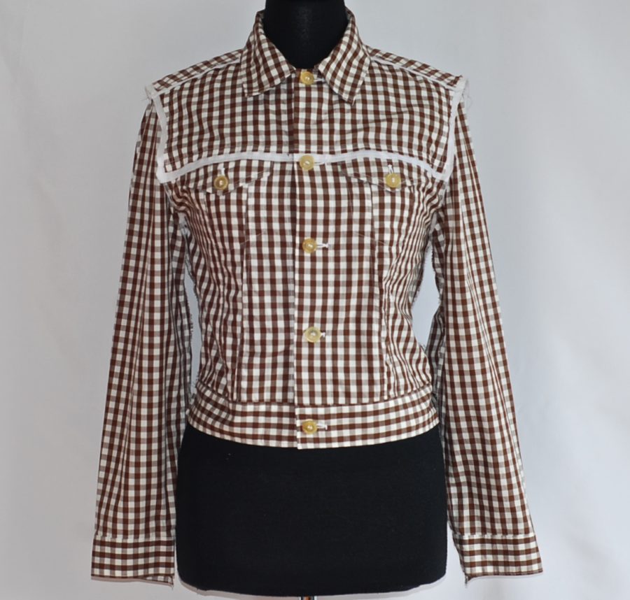Comme des Garcons brown and white gingham cotton jacket, made in Italy