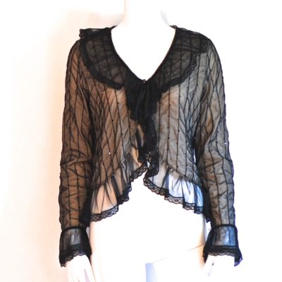 1970's Sequin & Lace black ruffled top or jacket.