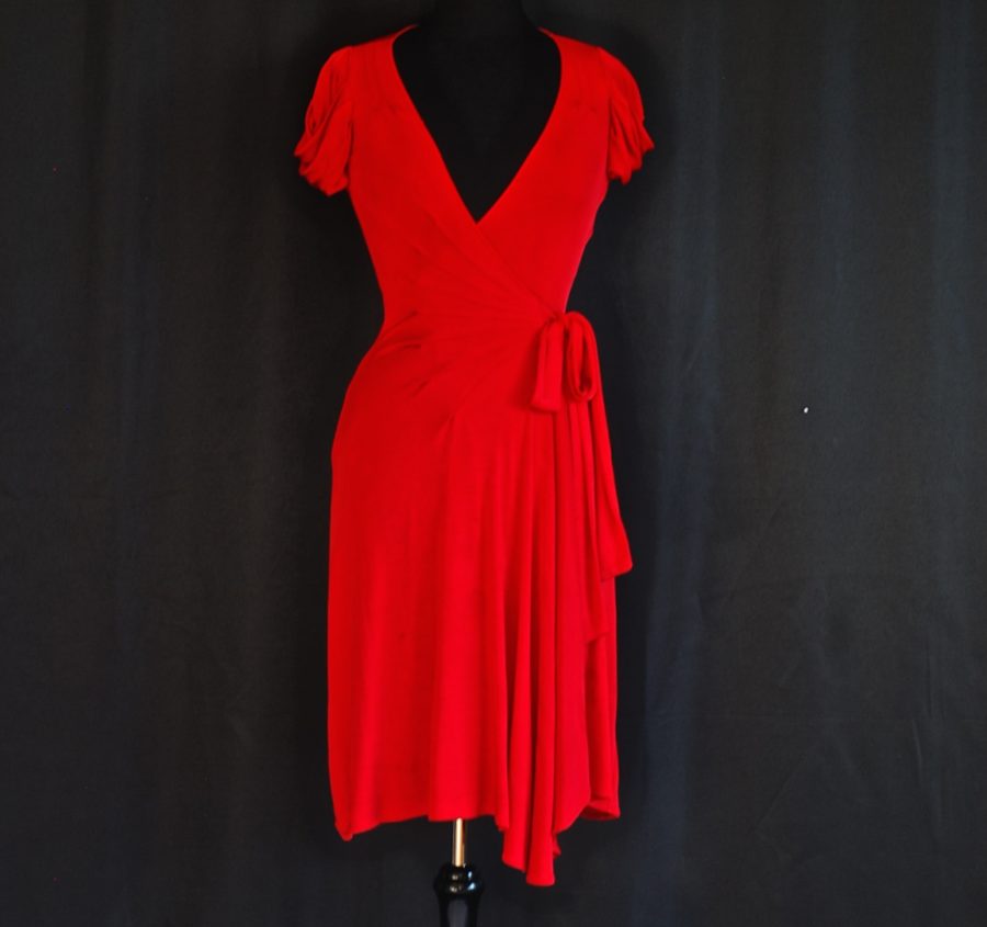 Diane von Furstenberg red wrap dress, made in USA