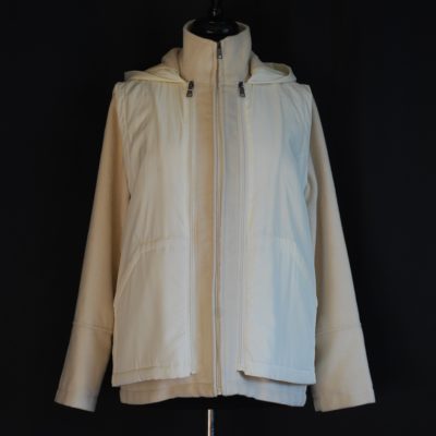 Prada ivory coloured fleece jacket with detachable hooded vest