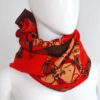 Pinto large shawl or scarf in red tones with historic Paris scene and words, made in Italy