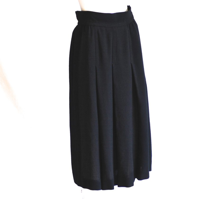 Yves Saint Laurent 1970's black wool midi skirt, made in France