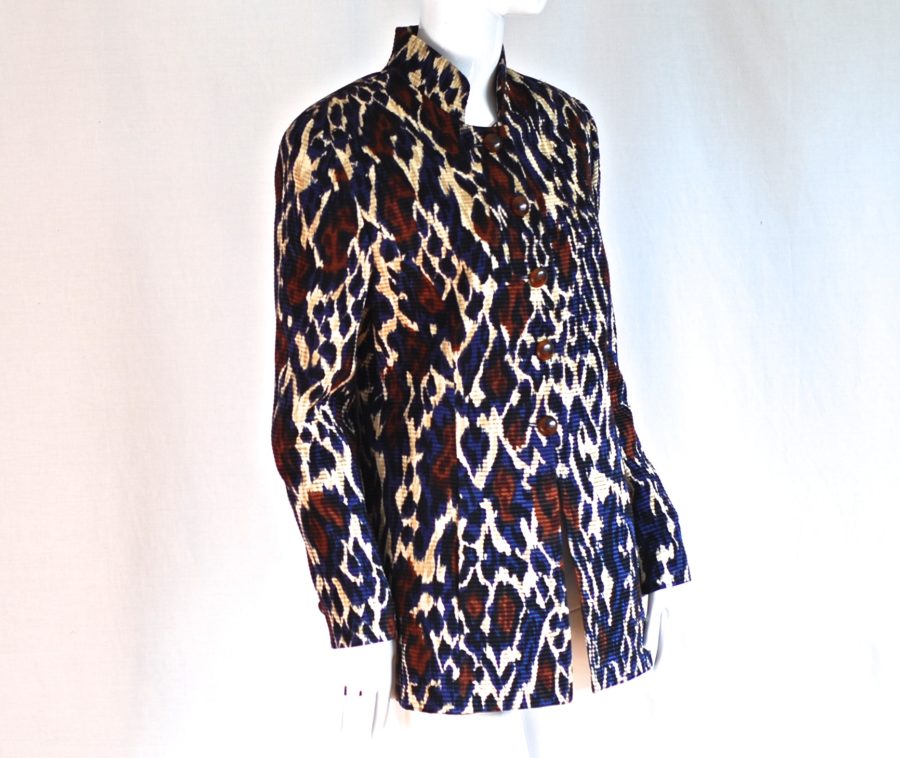 Louis Feraud 1980's printed, silk and wool textured blazer, made in Germany