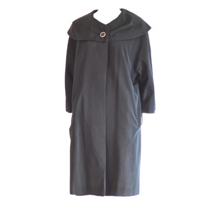 Pallas Juwel Gewebe 1950's black knee-length rain coat, made in GermanyRain Coat