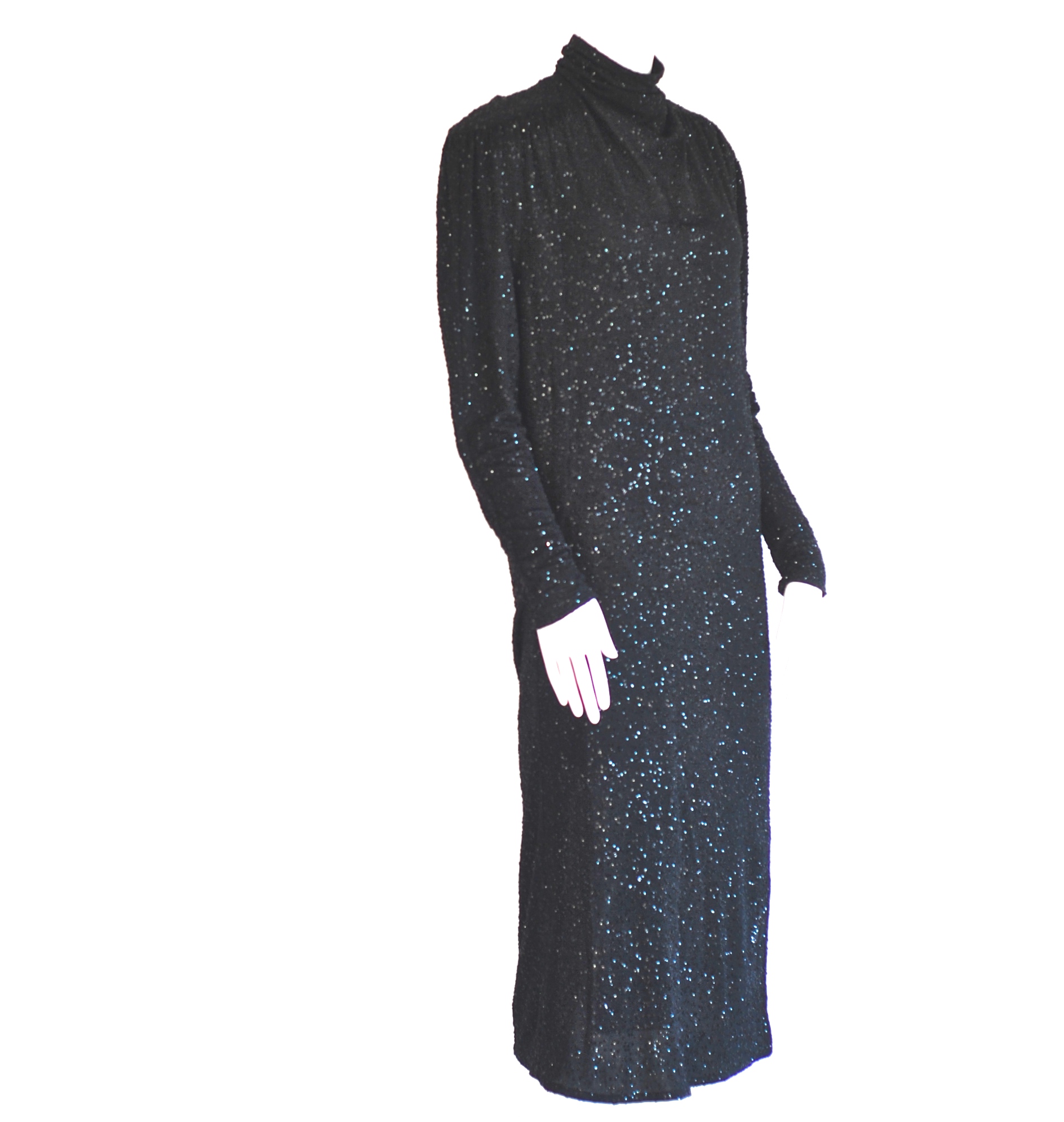 Frank Usher 1980's Sequinned Black Evening Dress - UK - Image 2