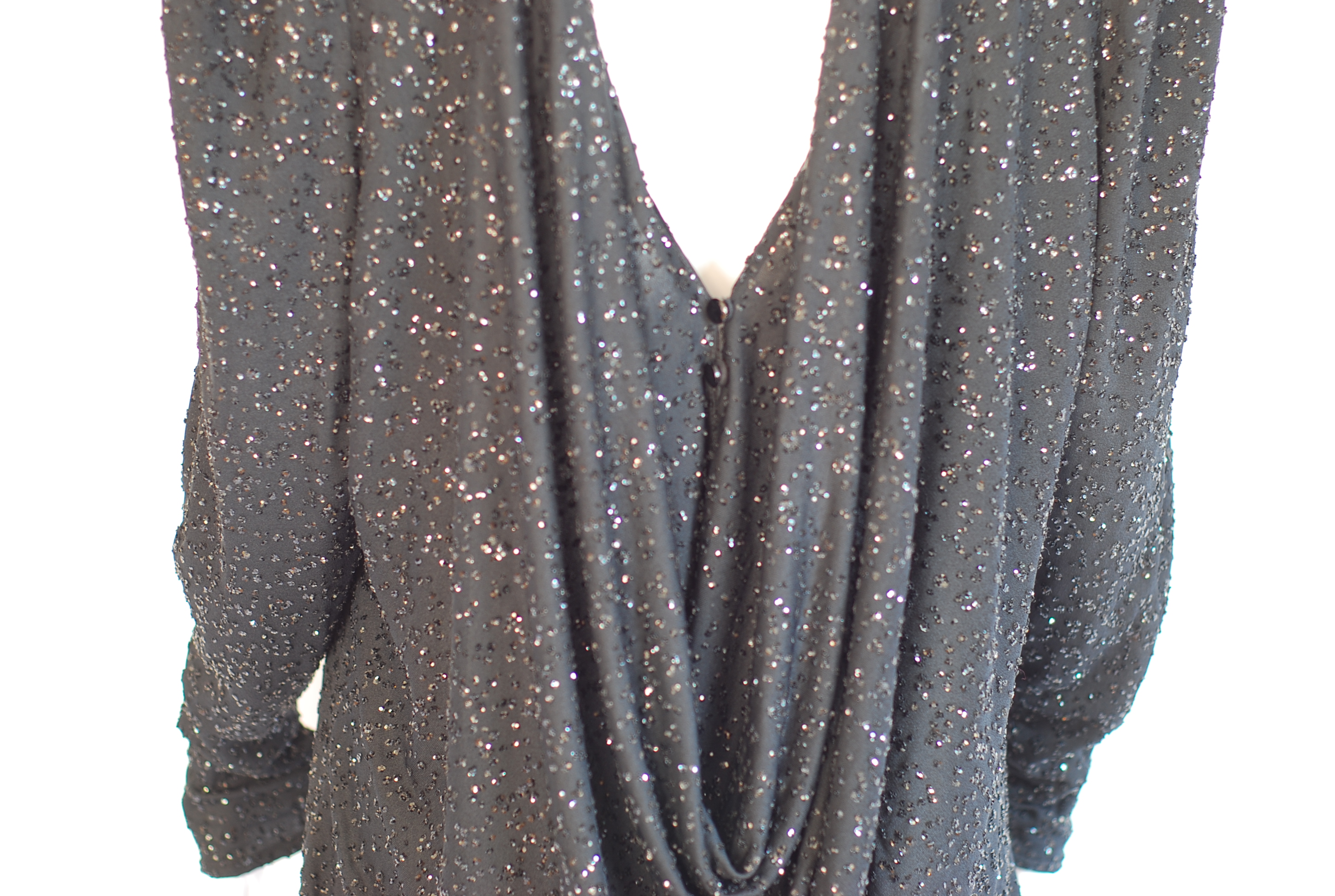Frank Usher 1980's Sequinned Black Evening Dress - UK - Image 8