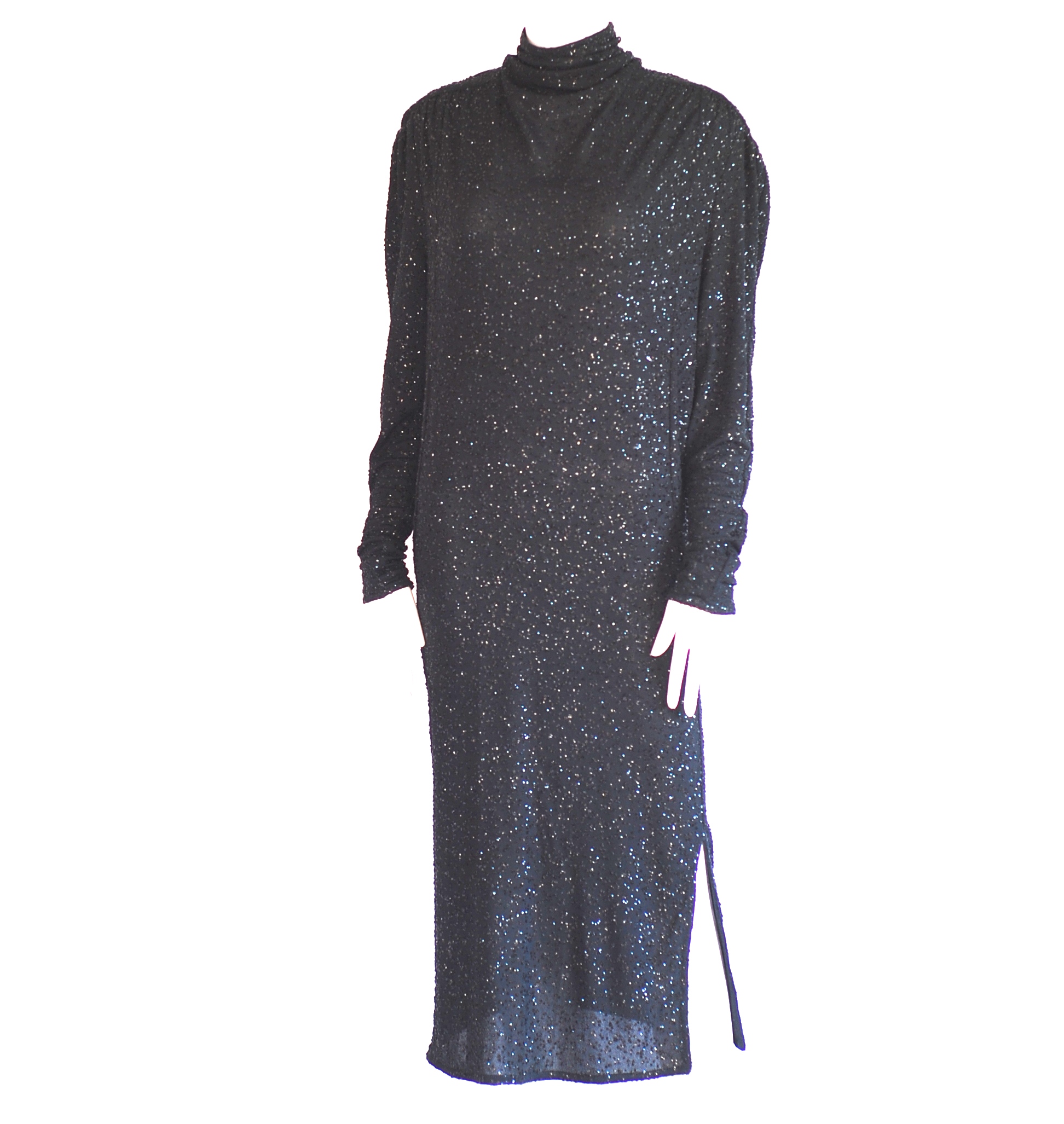 Frank Usher 1980's Sequinned Black Evening Dress - UK - Image 3