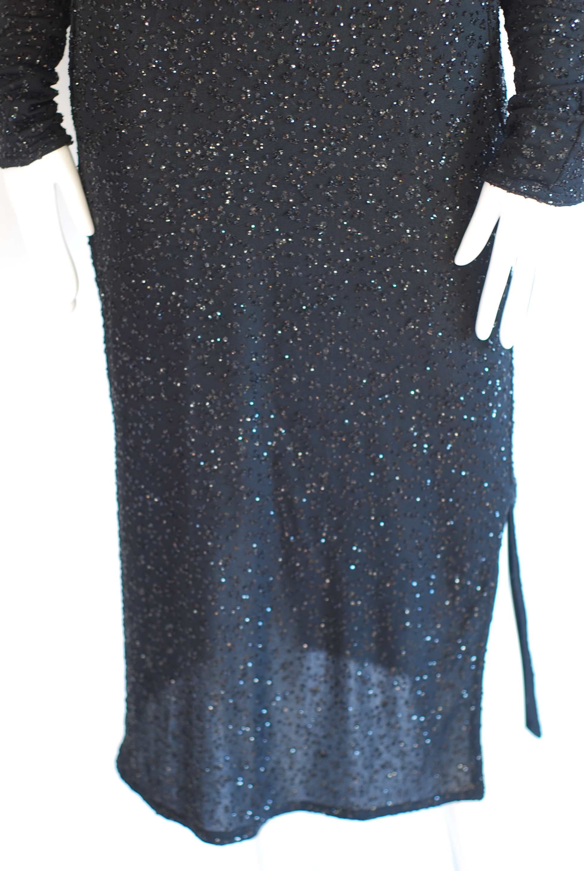 Frank Usher 1980's Sequinned Black Evening Dress - UK - Image 5