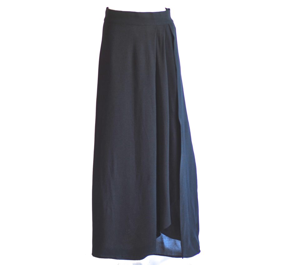 1940's black, layered crepe maxi skirt.
