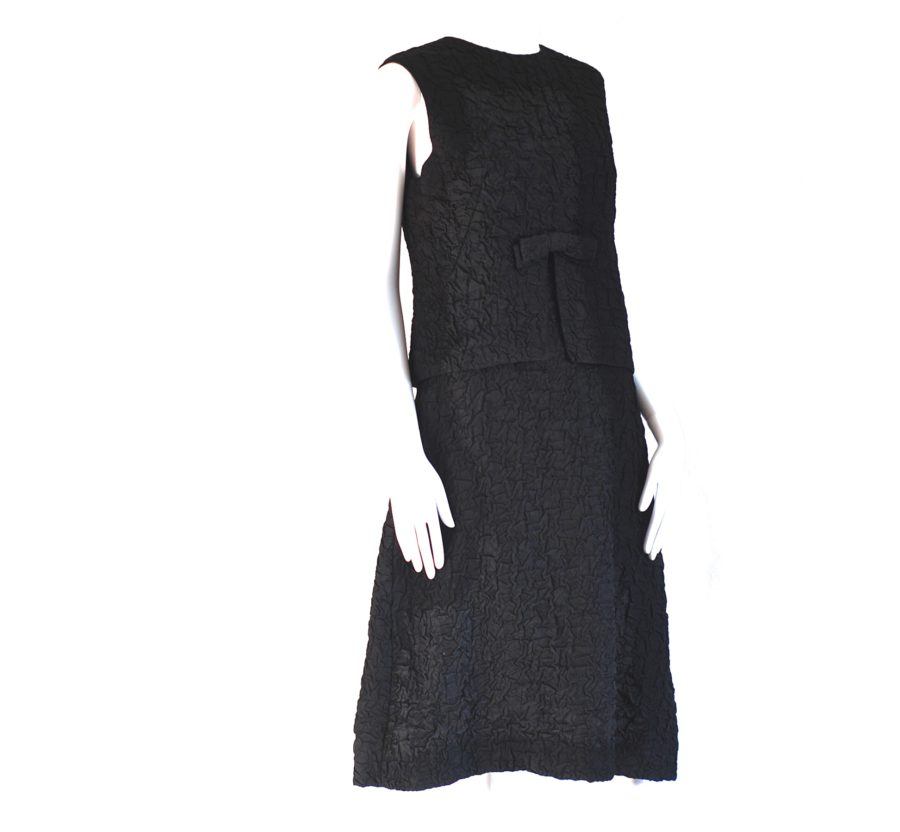 Arkay 1960's Two Piece Crinkly Black Dress, made in Canada.