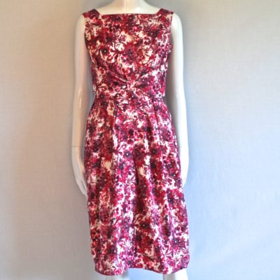 madame Runge 1960's red and white floral printed cotton dress