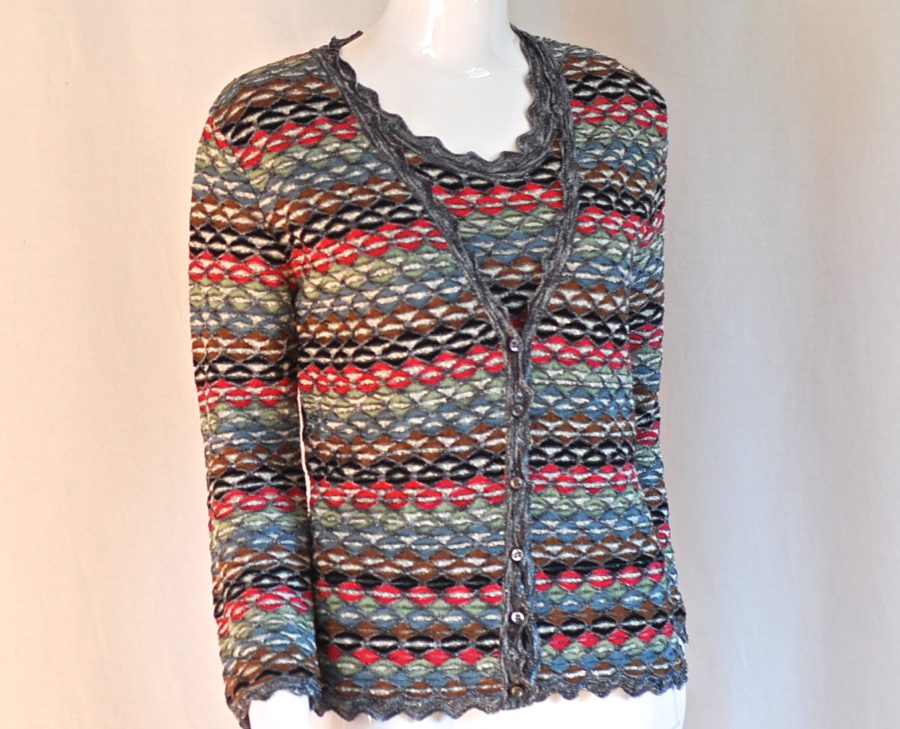 Mixed colour striped, metallic knit sweater set, made in Italy