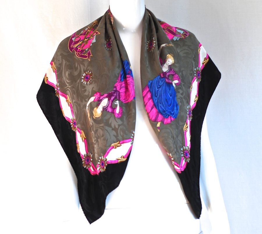 Romantic and whimiscal silk scarf, made in Italy