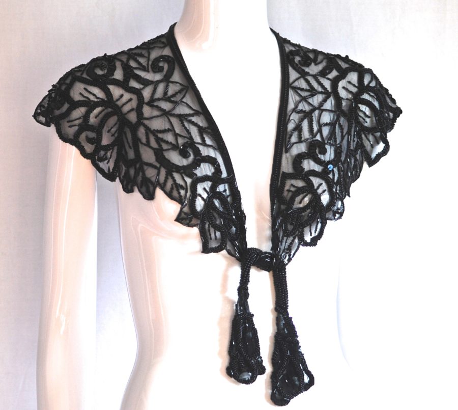 Black Beaded Caplet or Collar With front tie