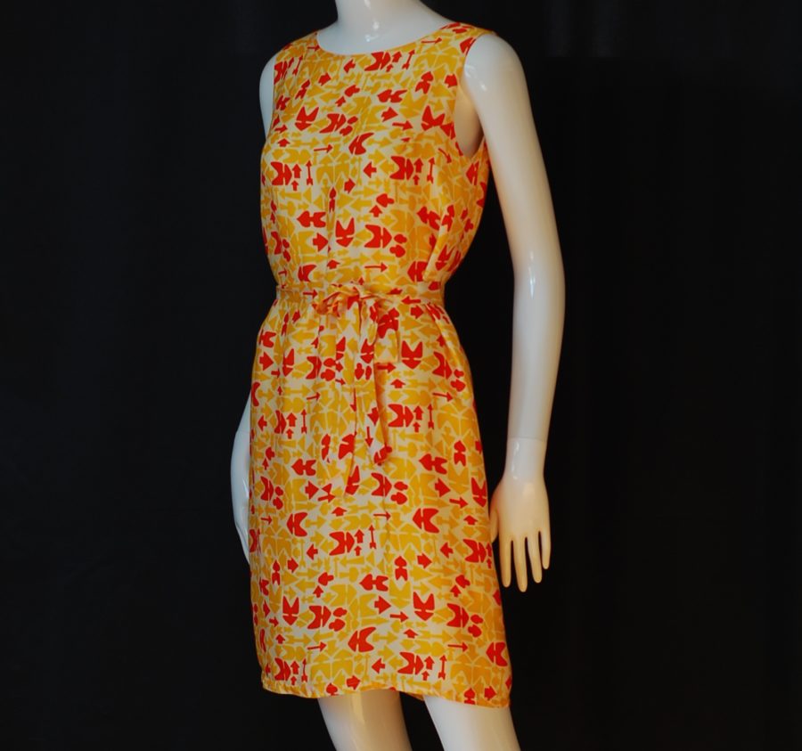 1960's sleeveless dress with red and yellow arrows