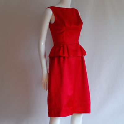 Vanity Original 1960's red sating dress, made in Canada