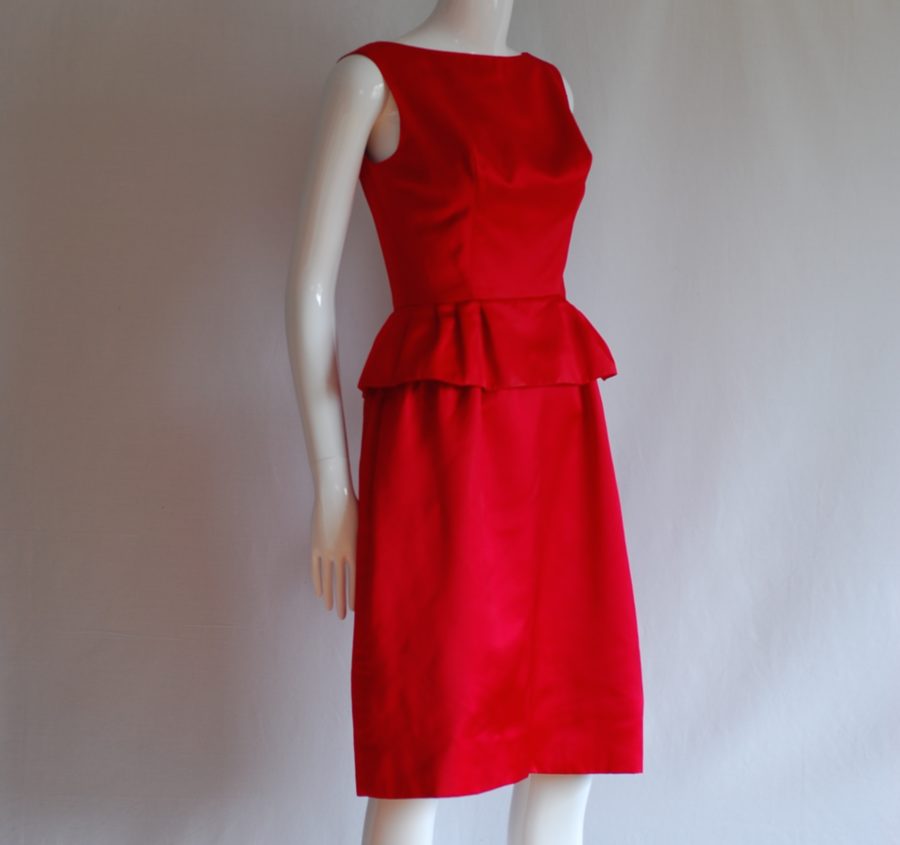Vanity Original 1960's red sating dress, made in Canada