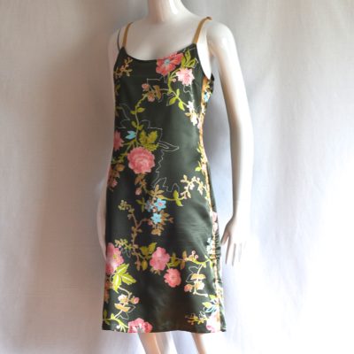 Sisley green and floral printed slip or underdress, made in Italy
