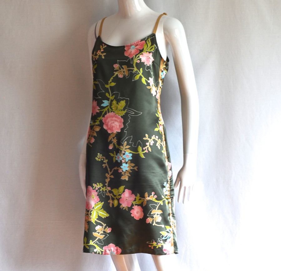 Sisley green and floral printed slip or underdress, made in Italy
