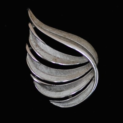 Trifari silver tone textured metal pin