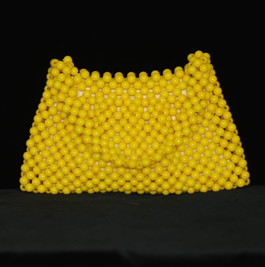 1960's yellow beaded lucite purse