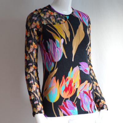 Kenzo jungle knit printed long sleeve knit top, maed in Italy