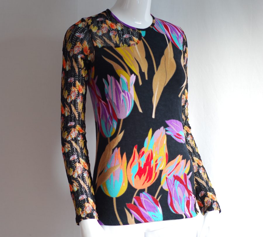 Kenzo jungle knit printed long sleeve knit top, maed in Italy