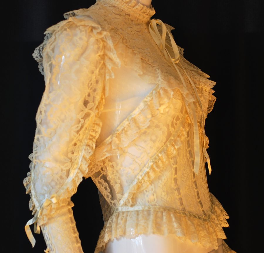 Victorian Style mixed lace ivory colored romantic blouse