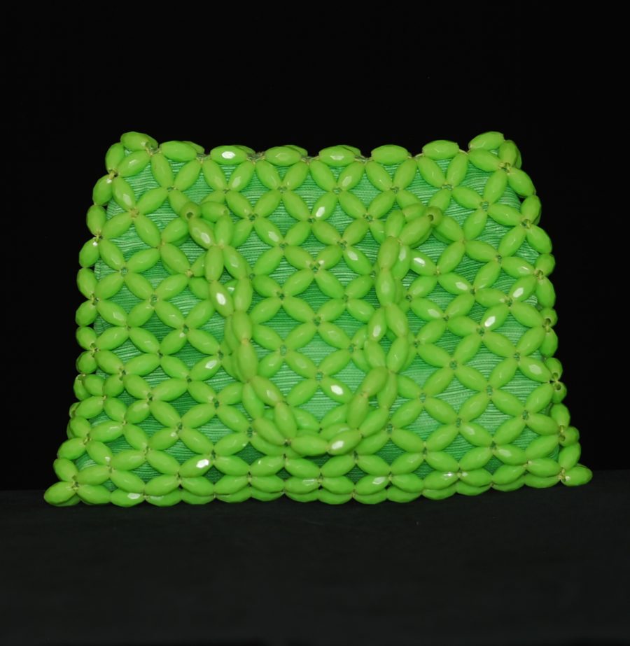 1960's green beaded lucite purse