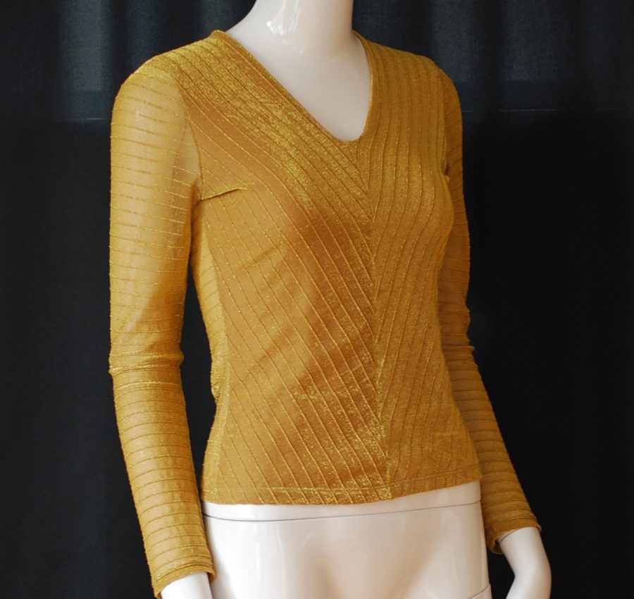 Etincelle Couture Vintage Gold Semi Sheer Top, made in France