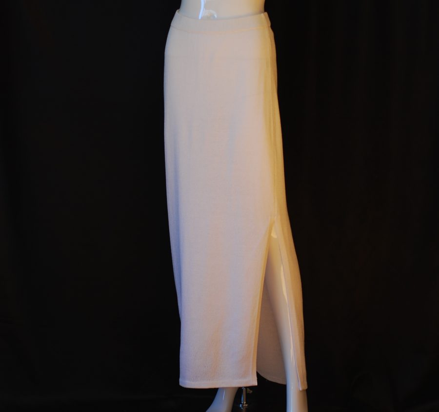 St. John Evening Long White Skirt With Side Slit, made in USA