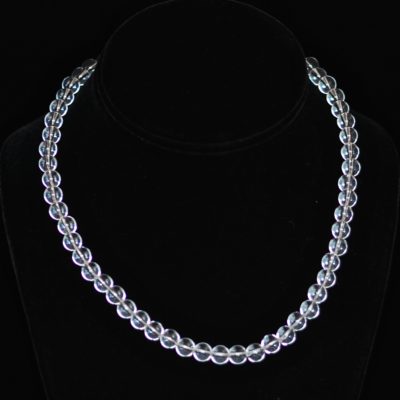 Clear crystal round bead necklace with sterling silver clasp