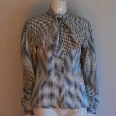 Gerard Lasquier Black & White Blouse with front tie made in France
