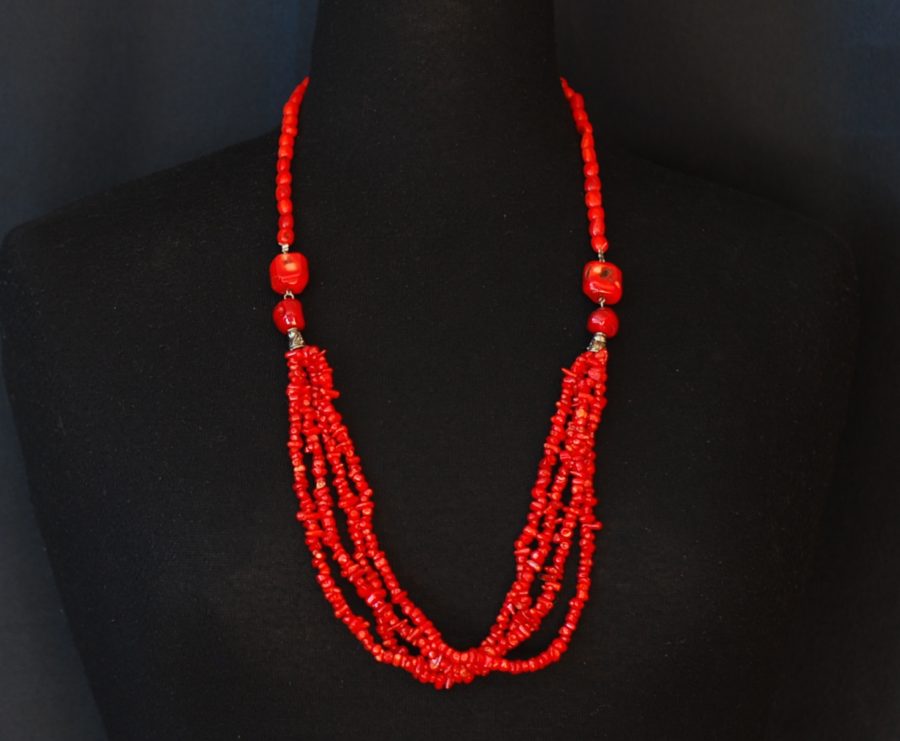 Red Coral Multi Strand Necklace