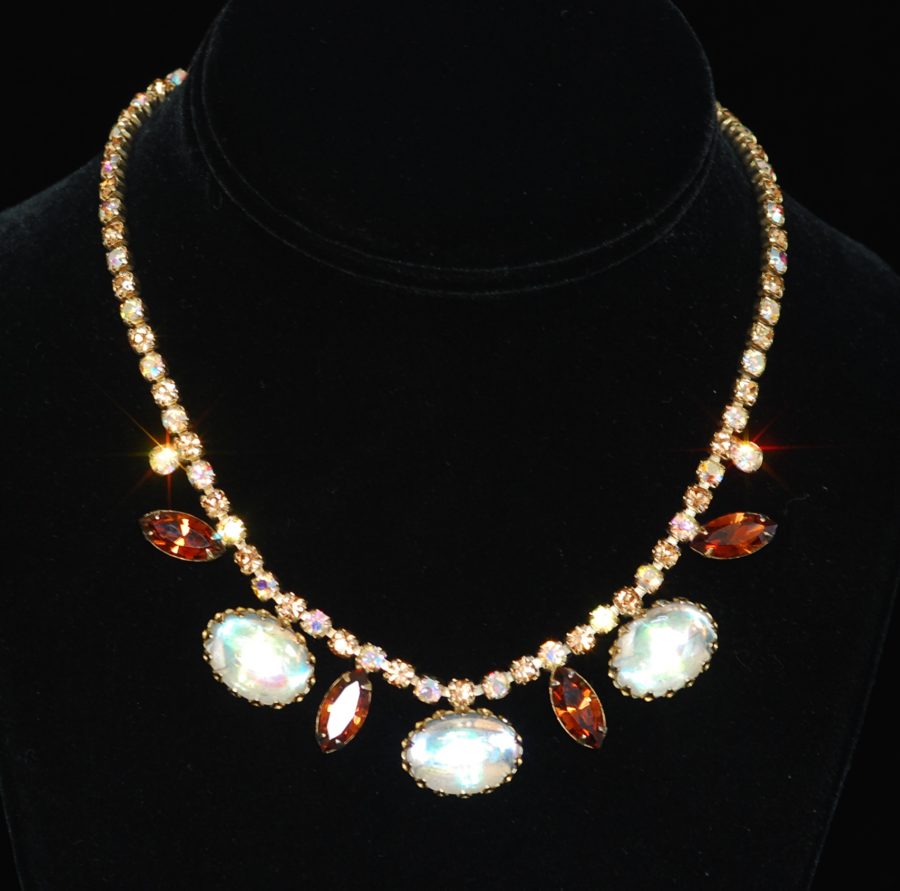 Rhinestone & Cabochon Glass Necklace