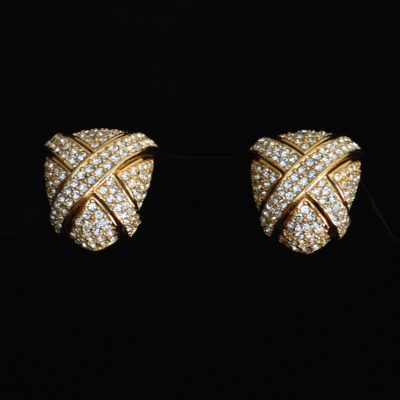 Ciner 1950's Pave Crystal Ear Clips made in New York