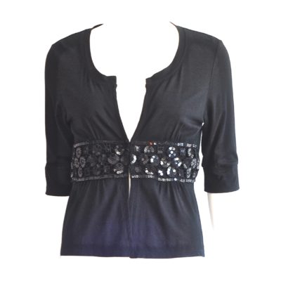 Black lightweight cardigan with sequins - made in France by SeL SeL