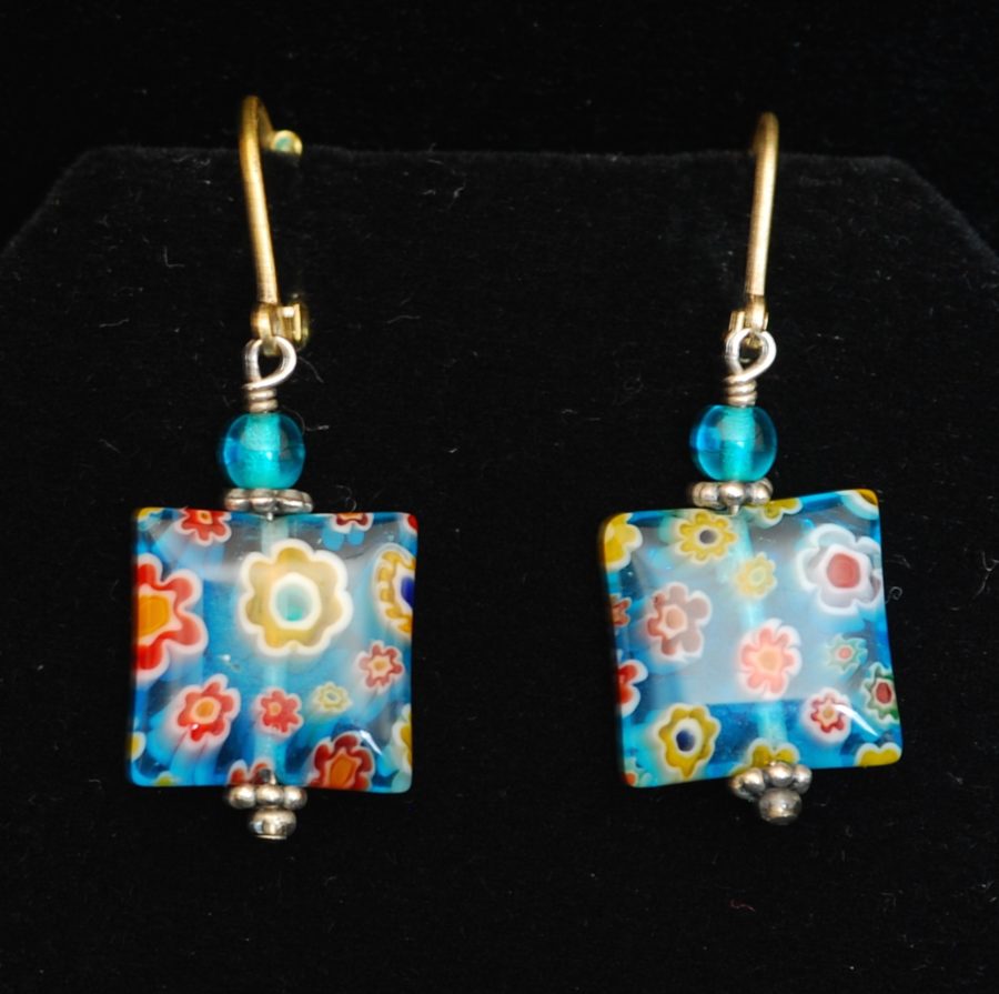 Cane Millefiori Square Earings made in italy