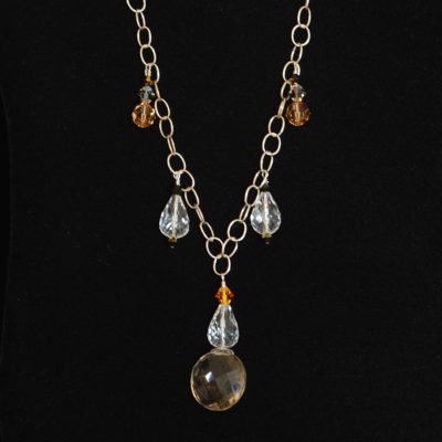 Faceted Crystal and Sterling Silver Drop necklace
