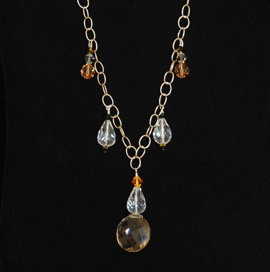 Faceted Crystal and Sterling Silver Drop necklace