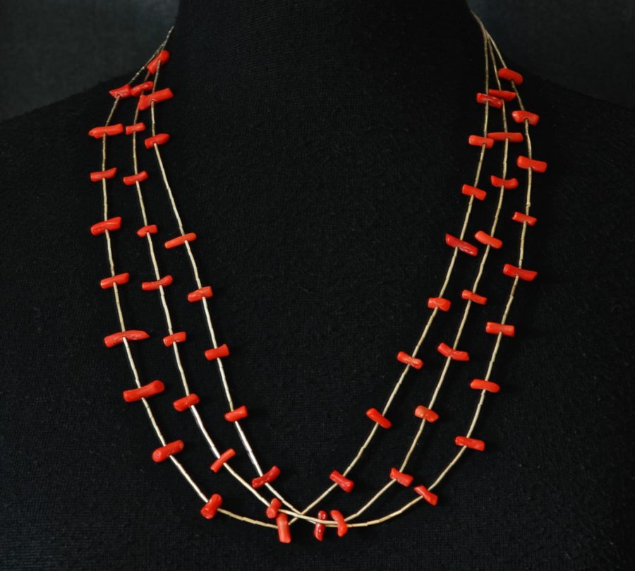 Navajo 1950's Branch Coral & Sterling Silver Necklace