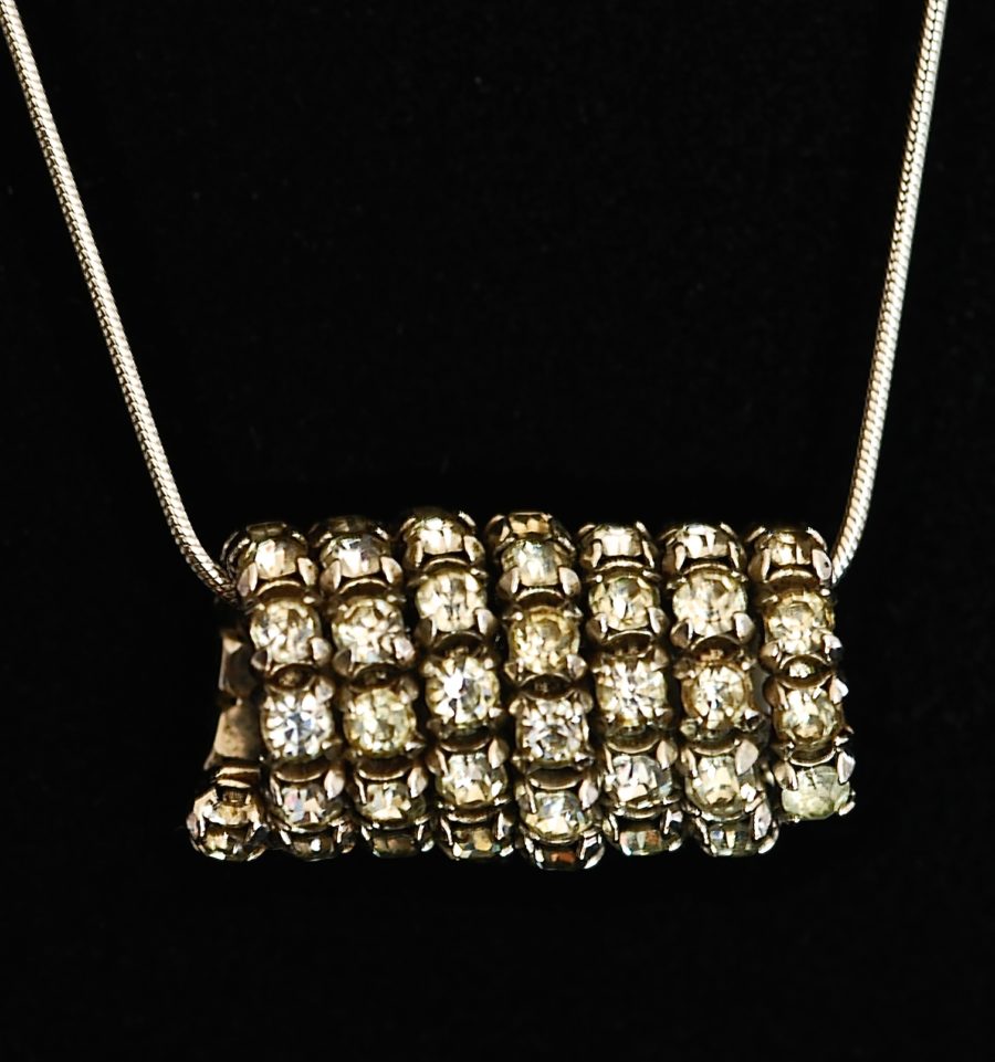 1940's Rhinestone Pendant on a sterling silver chain