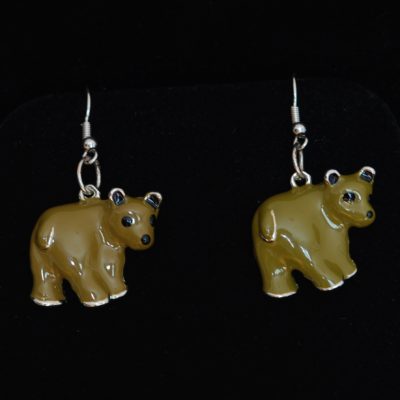 Enamel Olive Green Bear cub Earrings